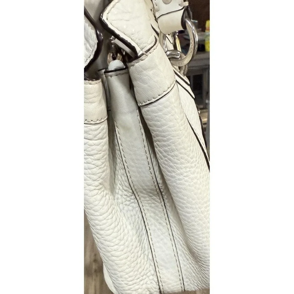 COACH F14686 Penelope Cream‎ White Pebbled Leather Double Handle Shoulder Purse
